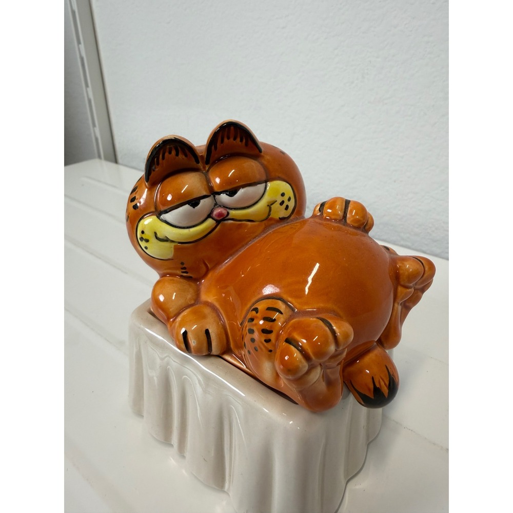 Vintage Garfield Enesco Ceramic Trinket Box Jim Davis Japan 1981 Orange Cat B